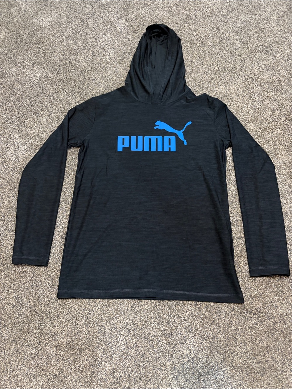 Boys Puma Black Crewneck Hoodie with Blue Logo Size Large 14/16